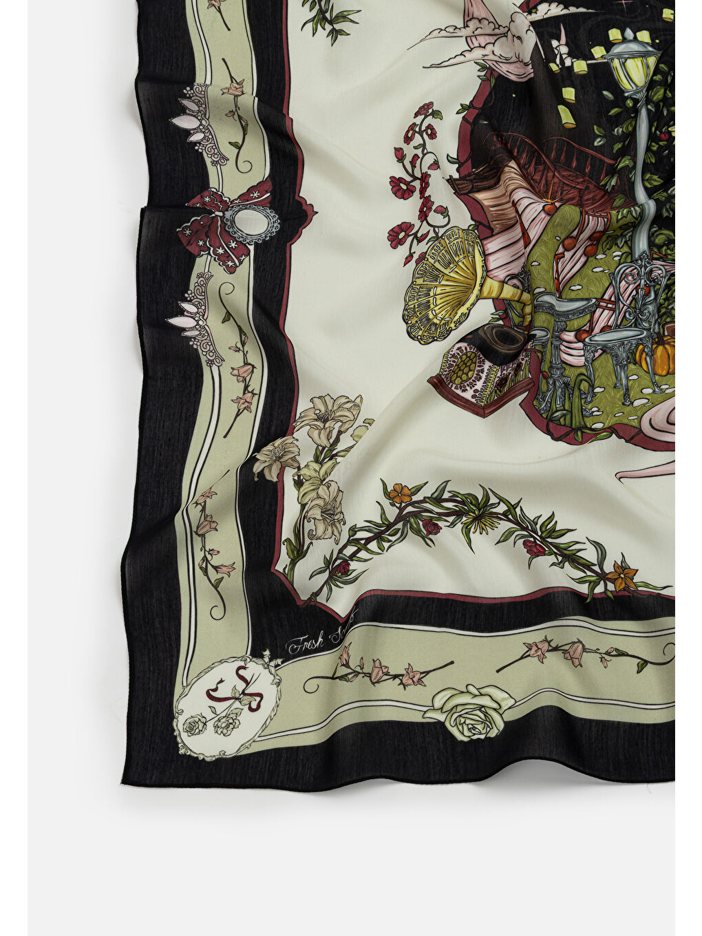 Karışık ENCHANTED MELODY DESEN FLOŞ VİSKON EŞARP MIDNIGHT BLACK-1