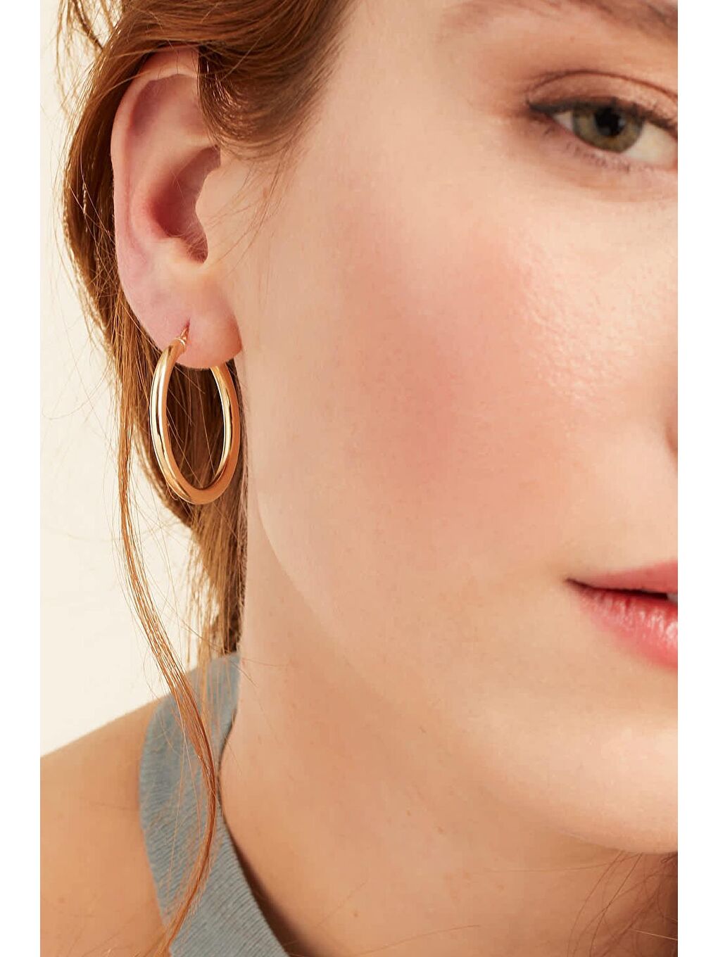 Sarı Halka Küpe Altın 3 cm