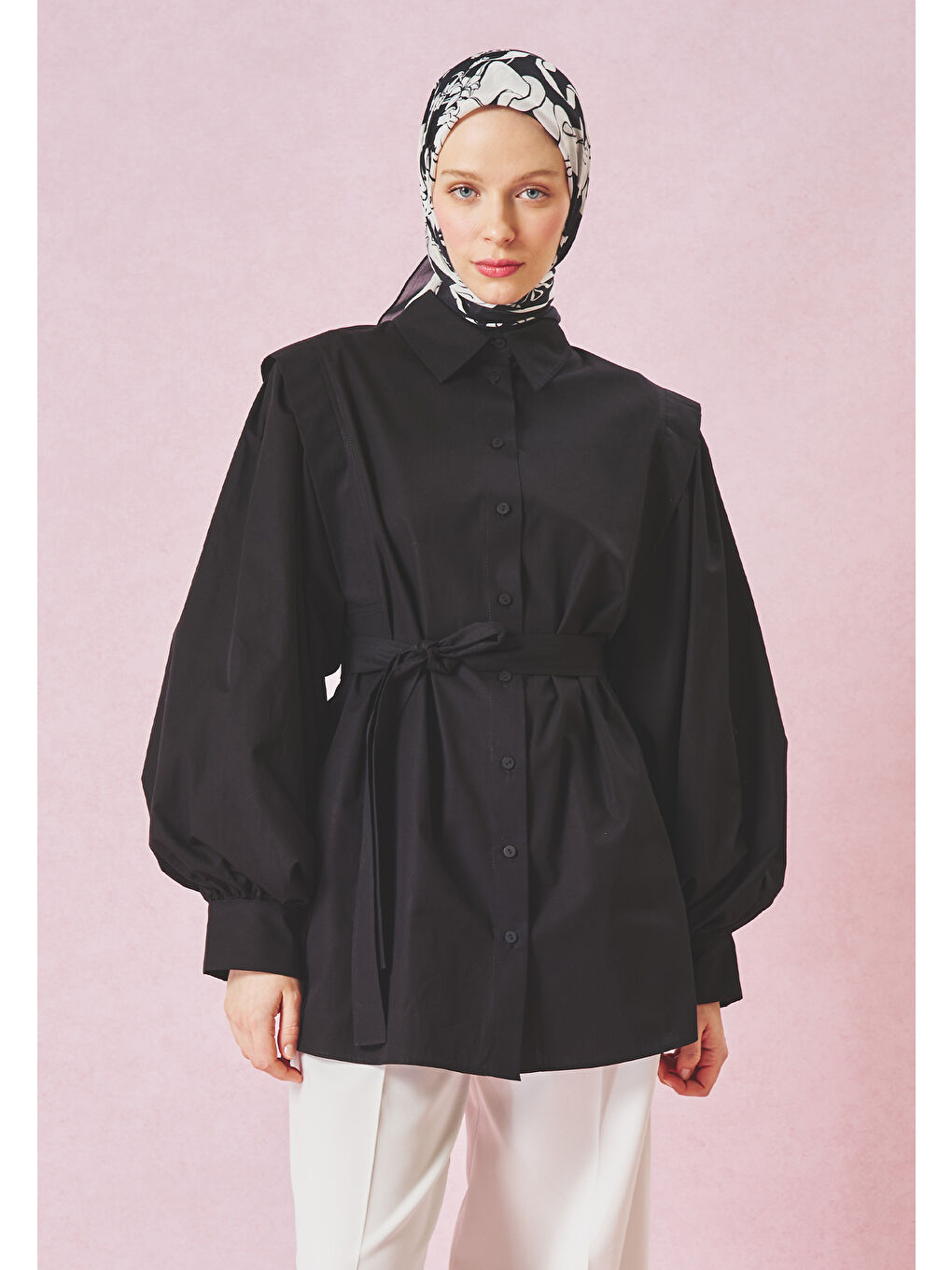 Siyah ETERNAL LOVE DESEN FLOŞ VİSKON EŞARP BLACK-4