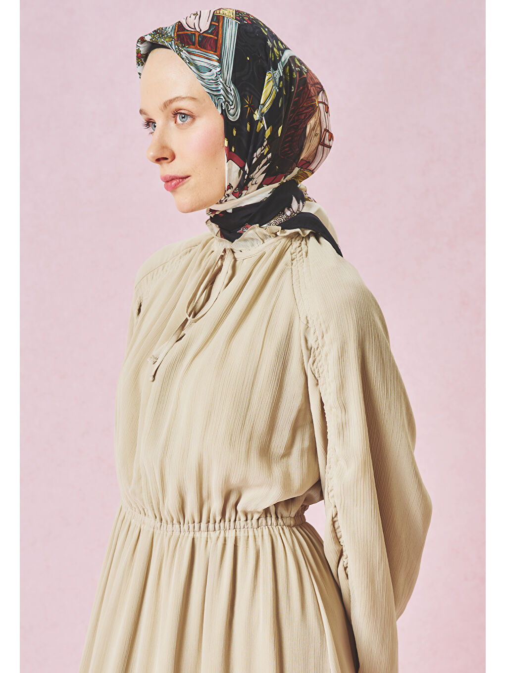 Karışık ENCHANTED MELODY DESEN FLOŞ VİSKON EŞARP MIDNIGHT BLACK-4