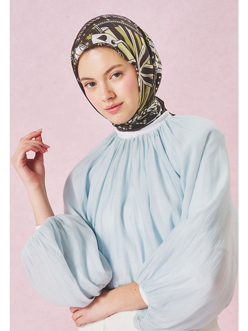 Kahverengi LITTLE LOVE DREAM DESEN FLOŞ VİSKON EŞARP BROWN-4