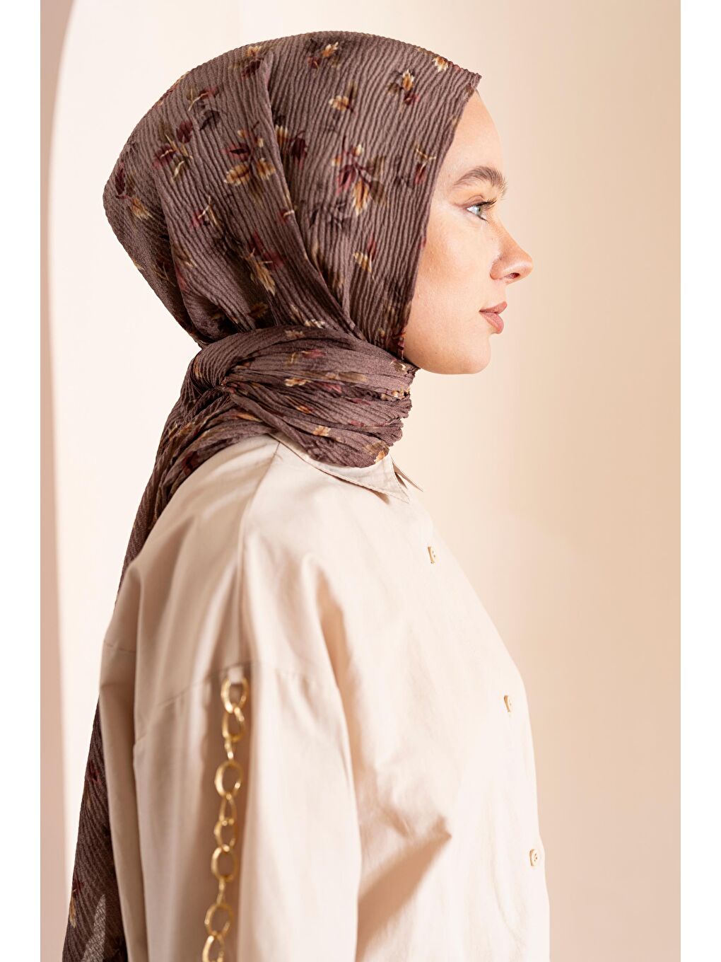 Pembe Kadın Ütü İstemeyen Meşe Desen Bürümcük Şal-3