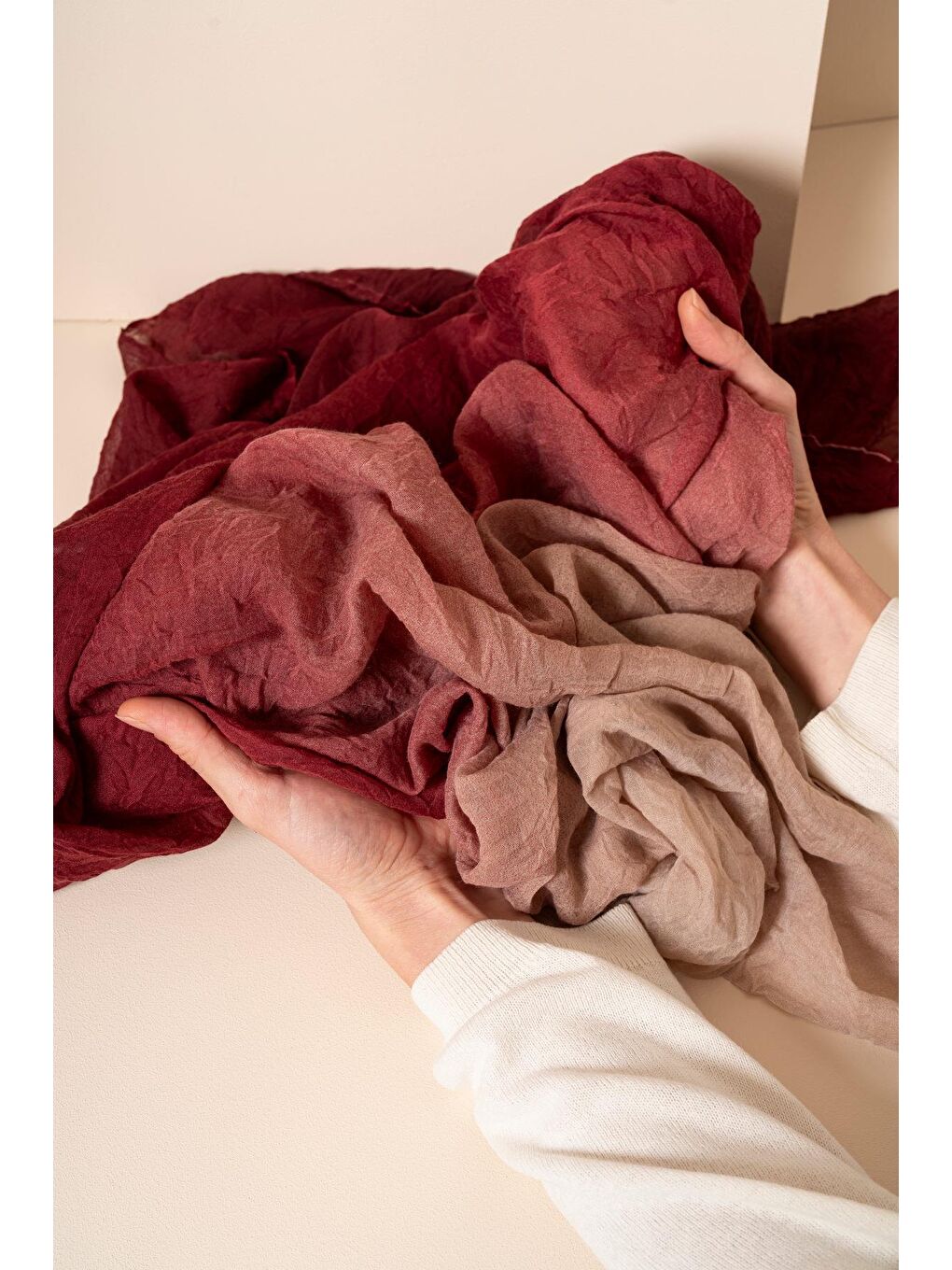 Bordo Kadın Degrade Konfor Şal-2