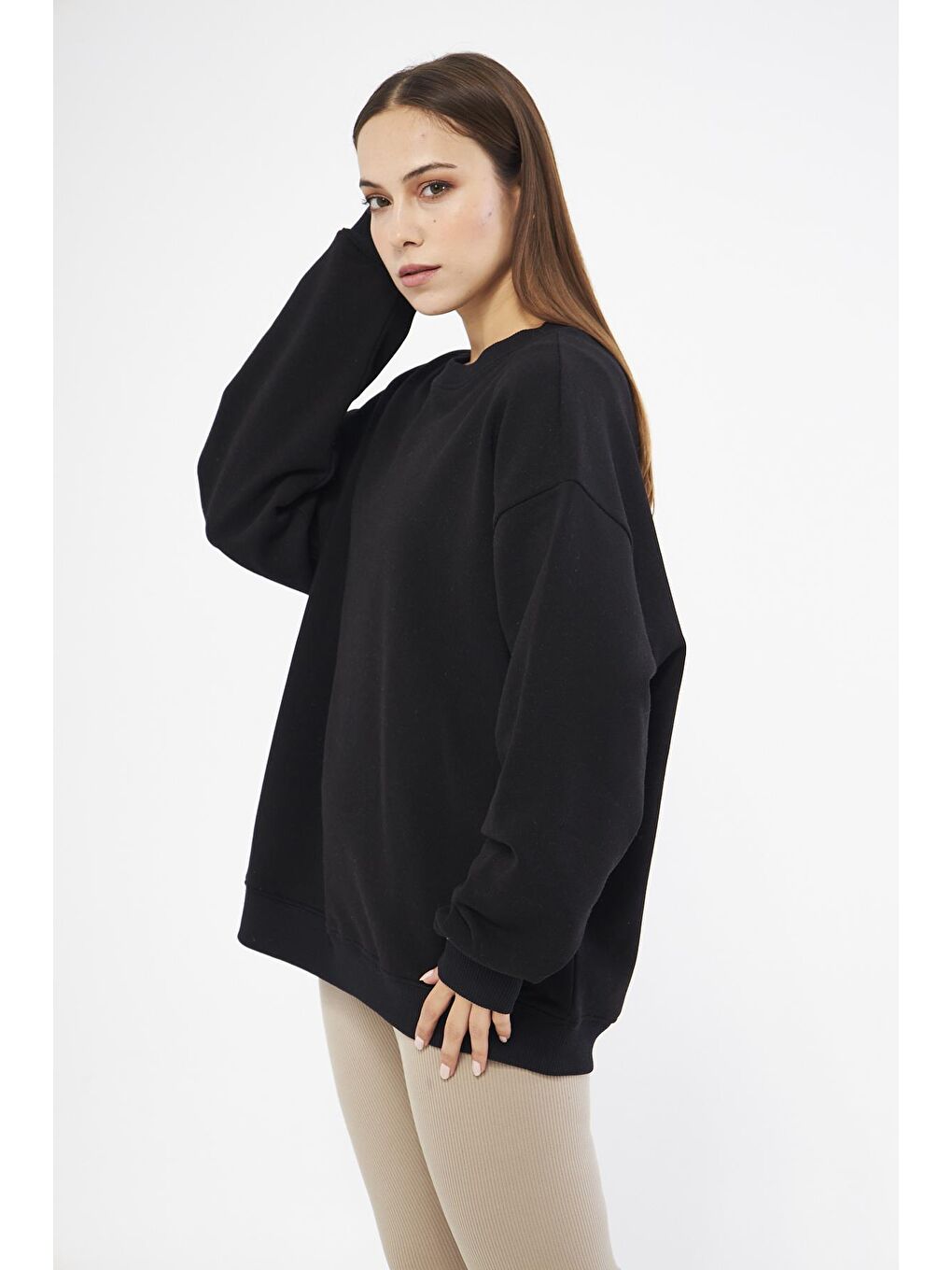 Chandraswear Siyah Kadın Oversize Basic Sweatshirt - Karmen - 1