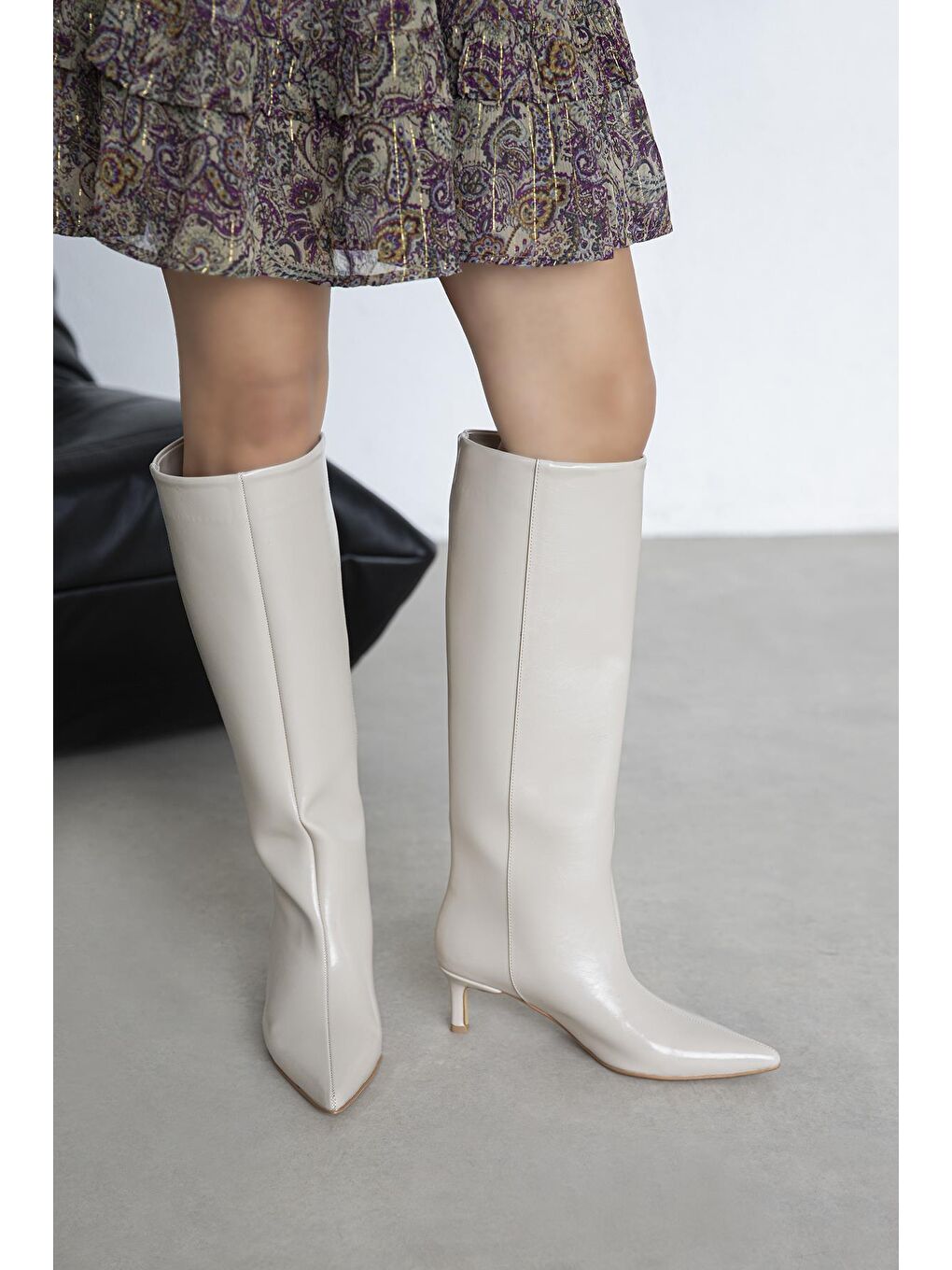 Belinda Kadın Pino Ökçe Deri Çizme Bej