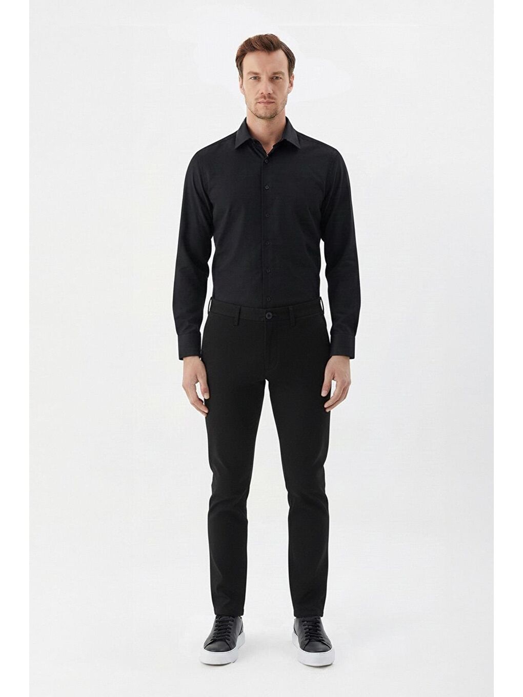 Giotelli Siyah Regular Fit Pamuk Karışımlı Elastanlı Chino Pantolon-1