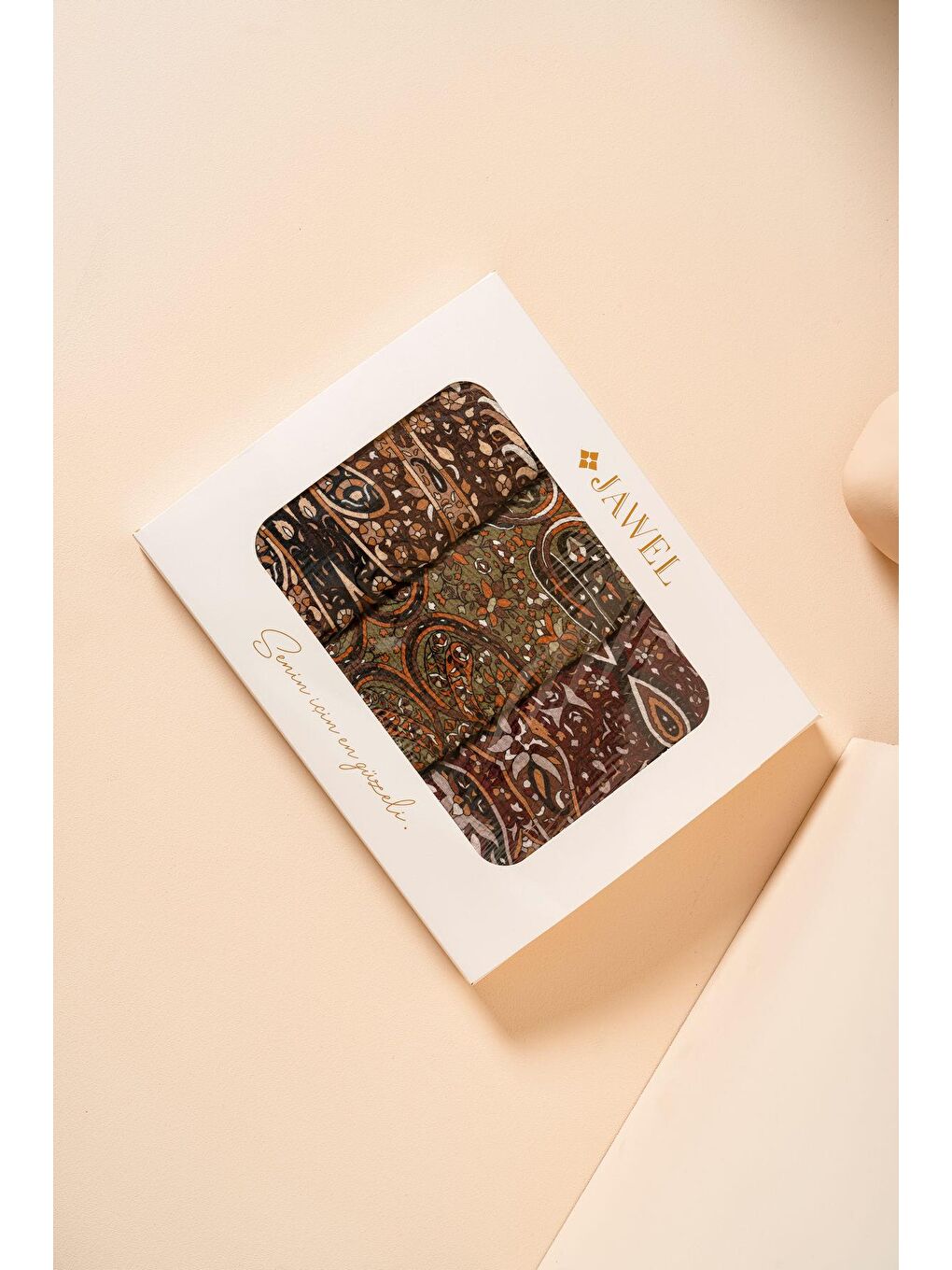 Karışık Kadın Etnik Desen Bürümcük Şal Paketi (Bordo-Haki Tarçın- Acı Kahve)