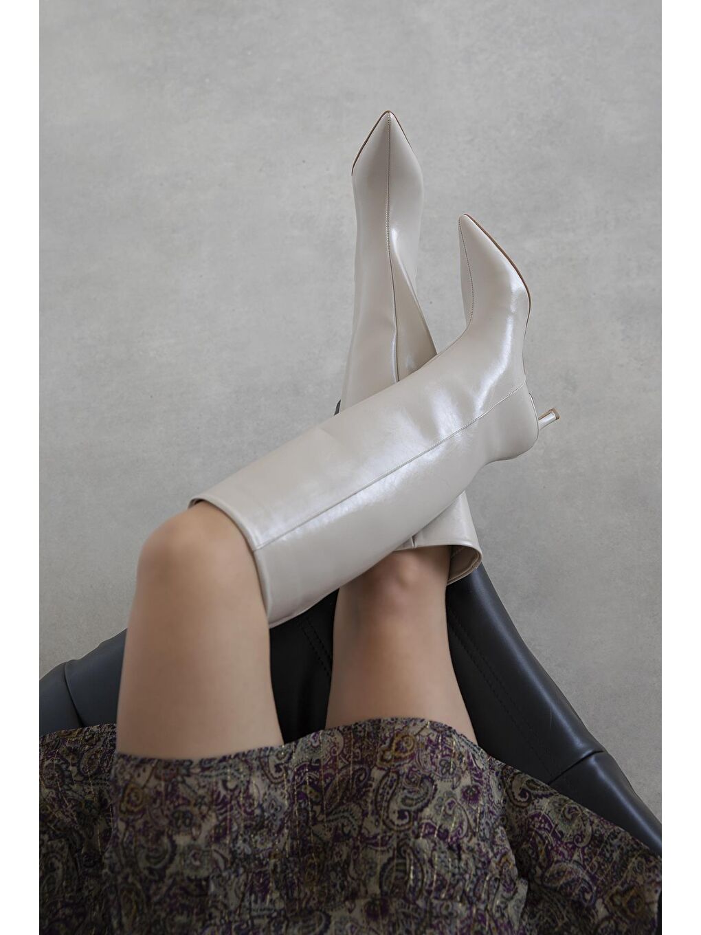 Belinda Kadın Pino Ökçe Deri Çizme Bej-1