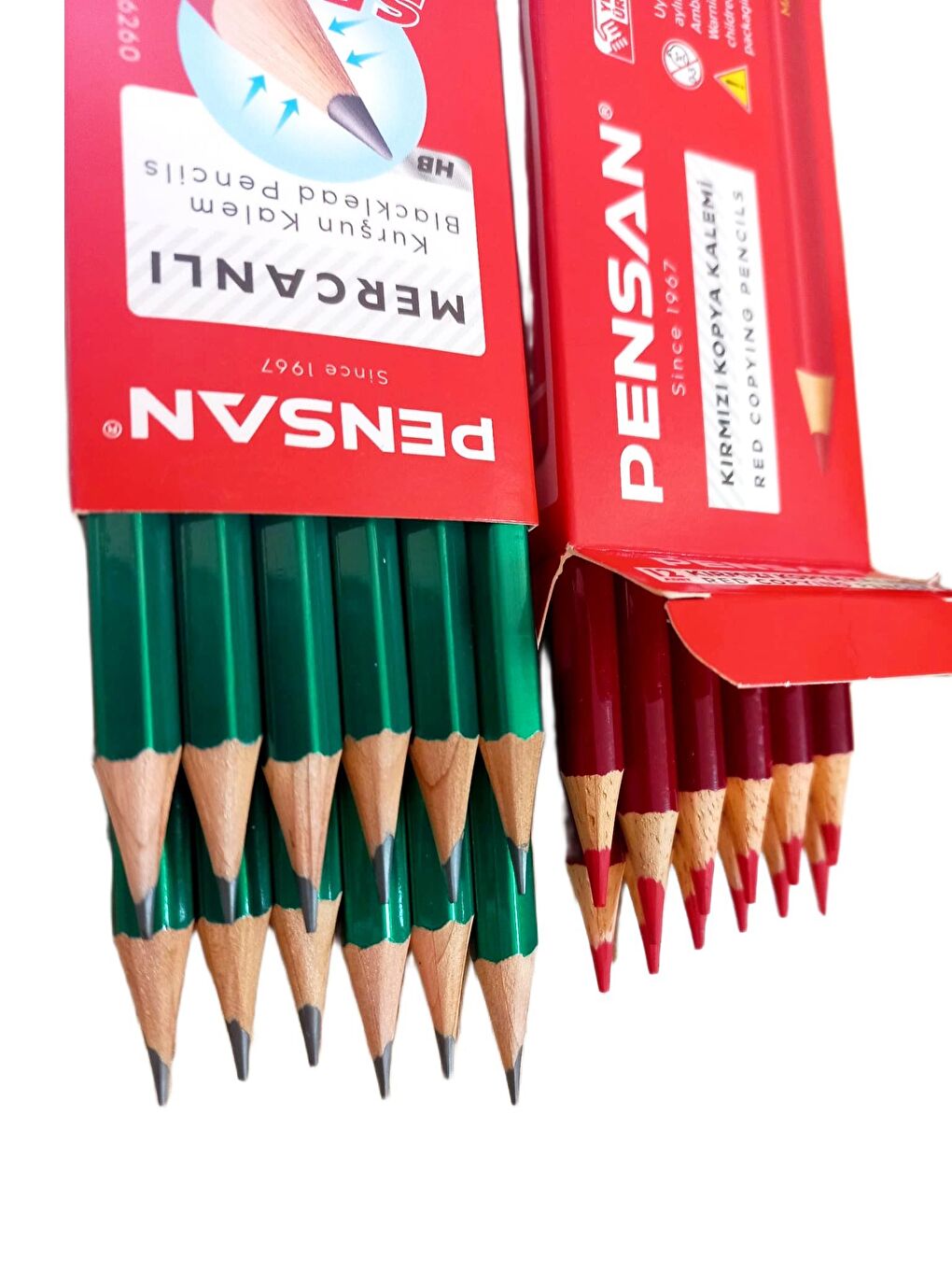 Mercanlı Kurşun Kalem HB 12'li + Kırmızı Kopya Kalemi 12'li-3