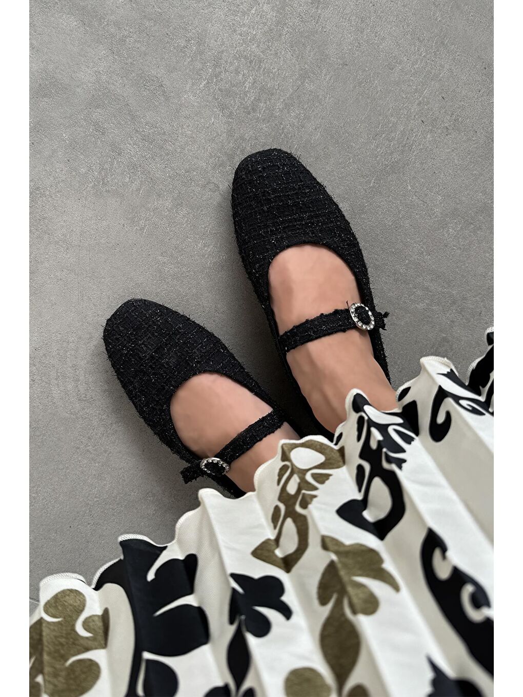 Berny Kadın Kemer Detay Keten Babet Siyah-1