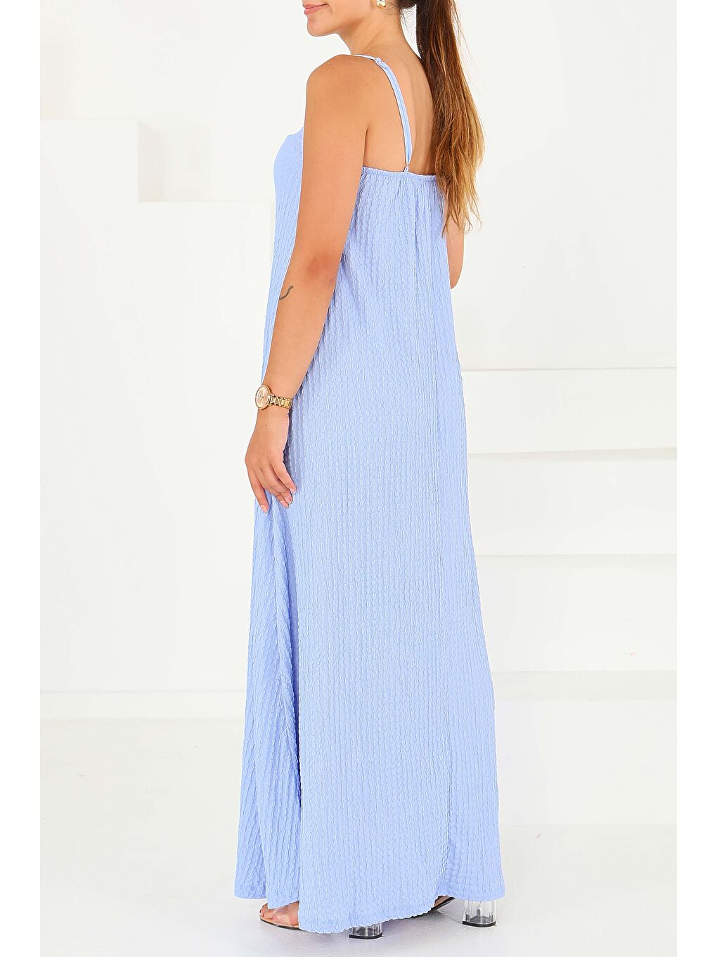 Buffle Askılı Salaş Elbise Bebe Mavi - 27556-4