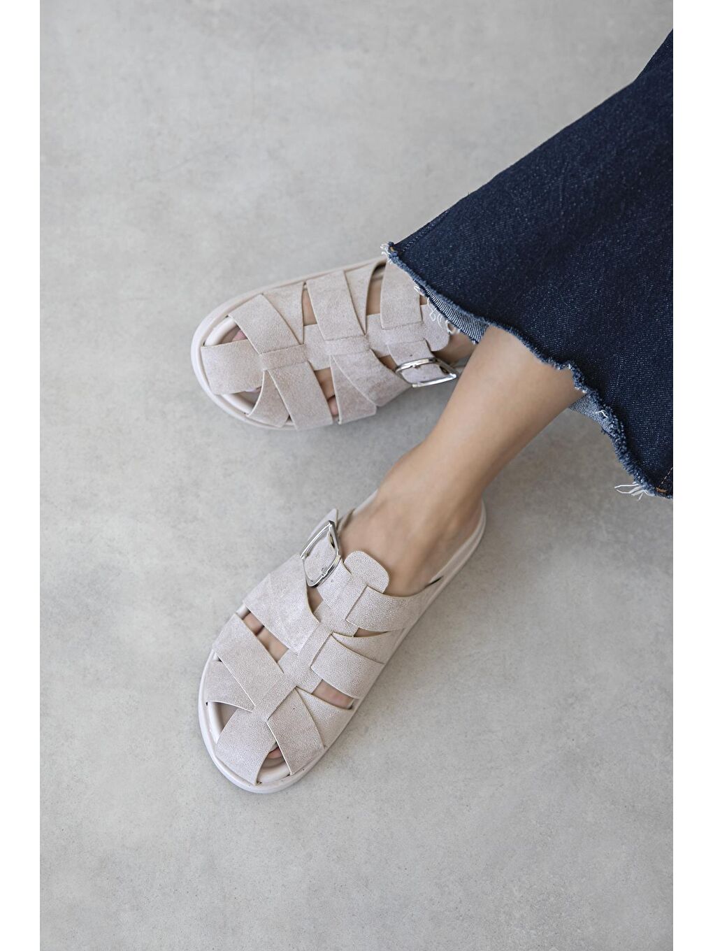 Mora Kadın Günlük Konfor Süet Terlik Bej-1