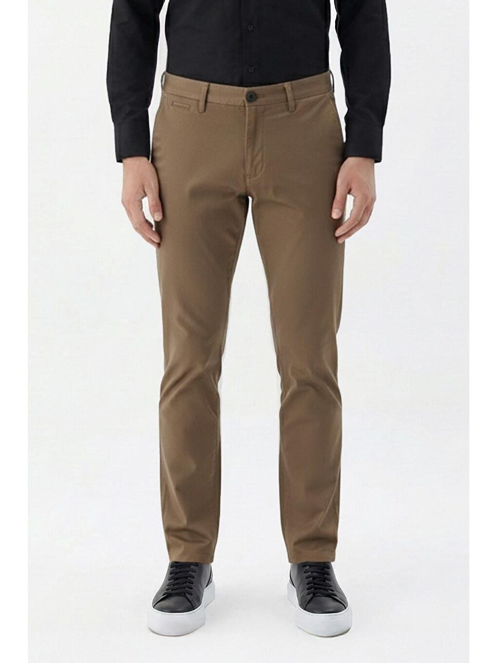Kahverengi Giotelli Kahve Regular Fit Pamuk Karışımlı Elastanlı Chino Pantolon