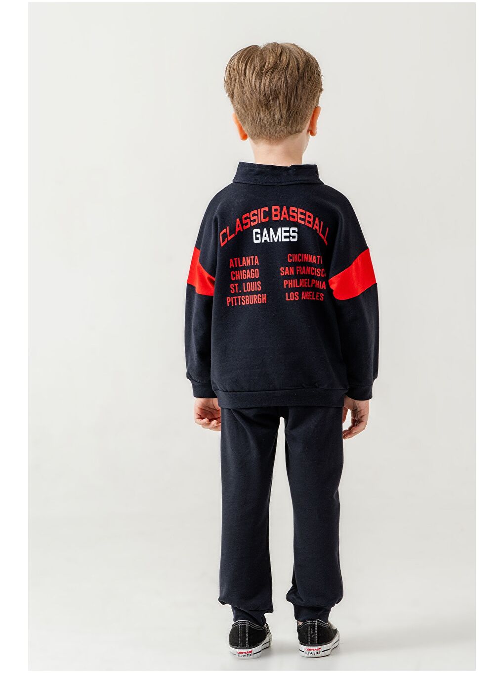 Siyah Erkek Çocuk Yarım Fermuarlı Mevsimlik Eşofman Takımı-4