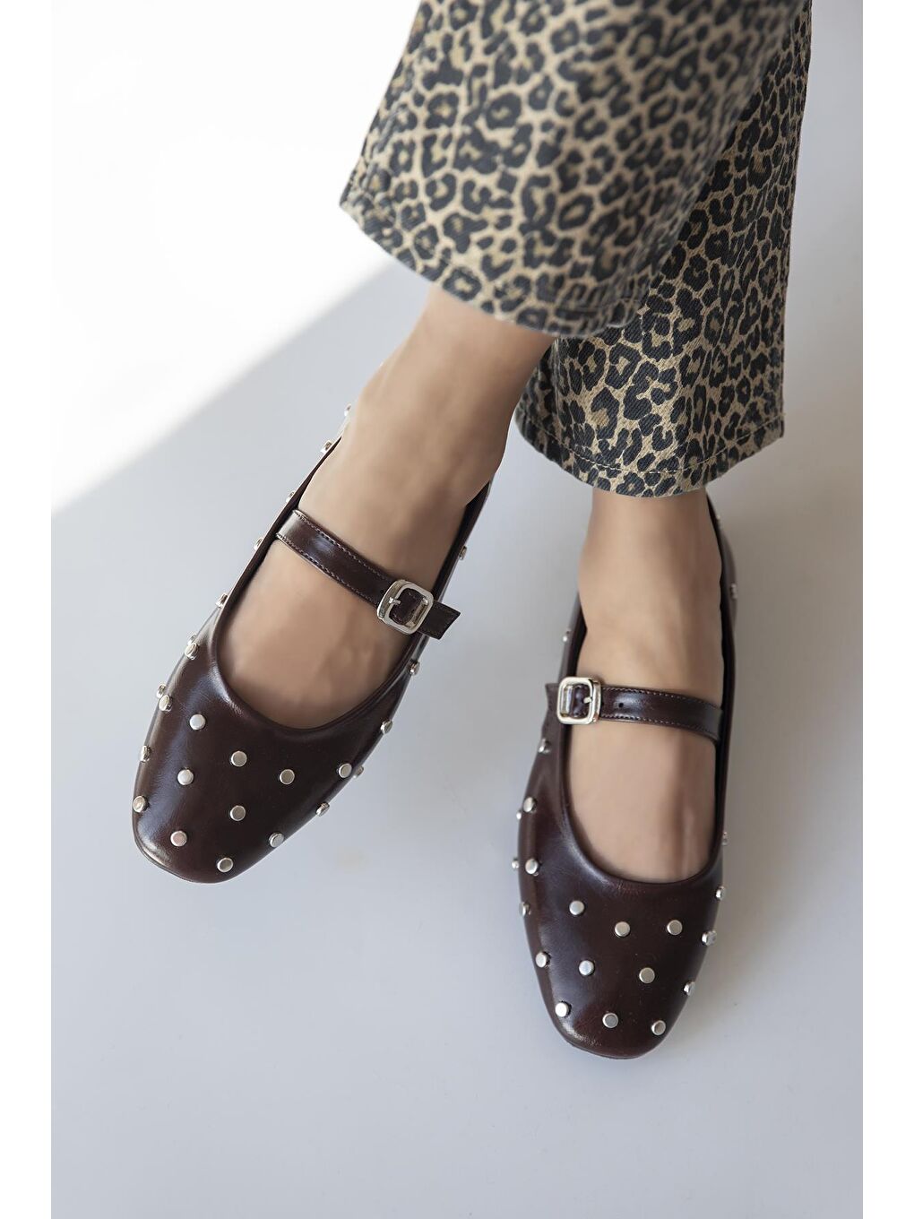 Azure Kadın Drop Detay Kırışık Deri Babet Bordo-1