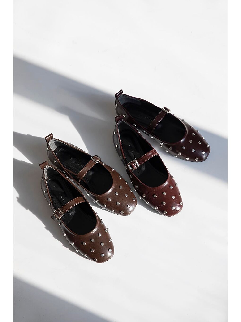 Azure Kadın Drop Detay Kırışık Deri Babet Bordo-2