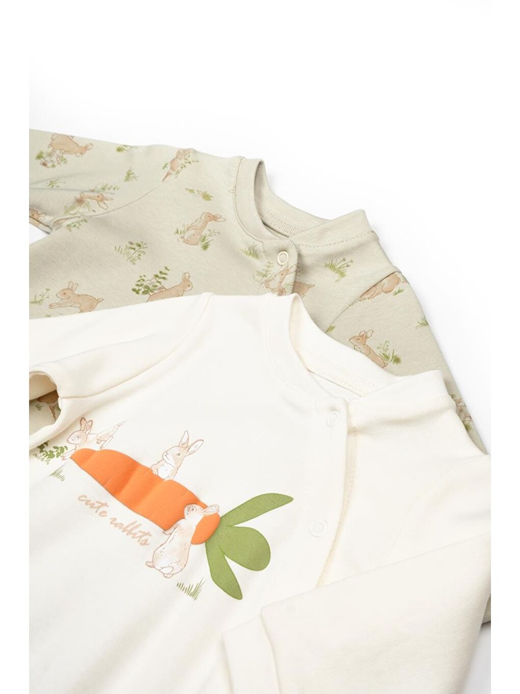 BabyCosy Organic Wear Ekru Bebek 2li Çıtçıtlı Tulum %100 Organik Pamuk, Bebek ve Yenidoğan Serisi - CSY5820 - 6