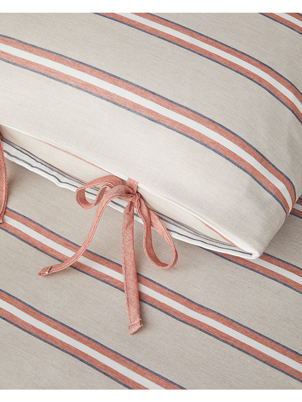 Kahverengi Cool Stripe İpliği Boyalı Çift Kişilik Nevresim Takımı Terracota - Bej-4