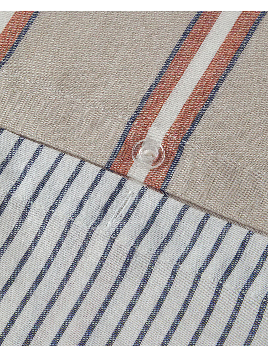 Kahverengi Cool Stripe İpliği Boyalı Çift Kişilik Nevresim Takımı Terracota - Bej-5