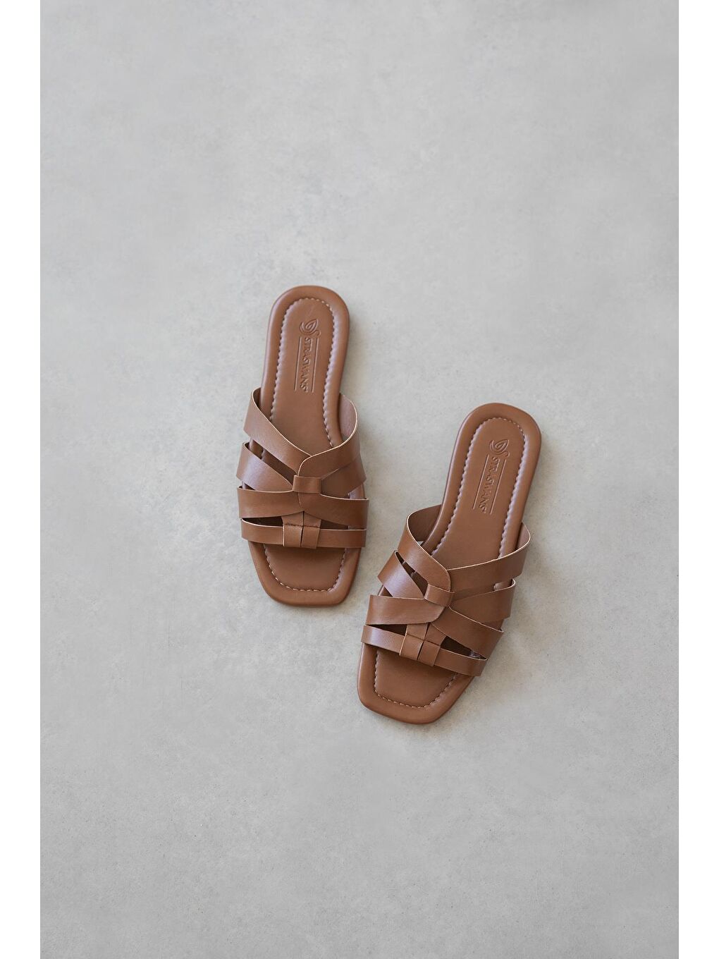 Kahverengi Luz Kadın Günlük Deri Terlik Taba-1