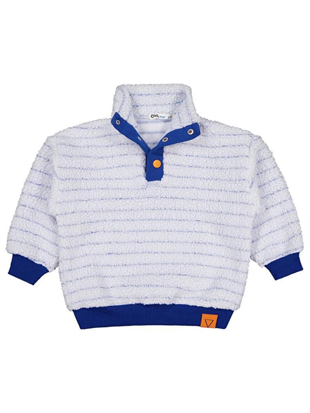 Boys Yakası Patlı Çizgili 2-5 Yaş Sweatshirt - Mavi 5-6 Yaş-2