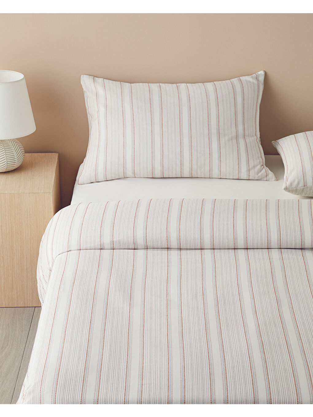 Kahverengi Liny İpliği Boyalı Çift Kişilik Nevresim Takımı 200x220 cm Terracotta-2