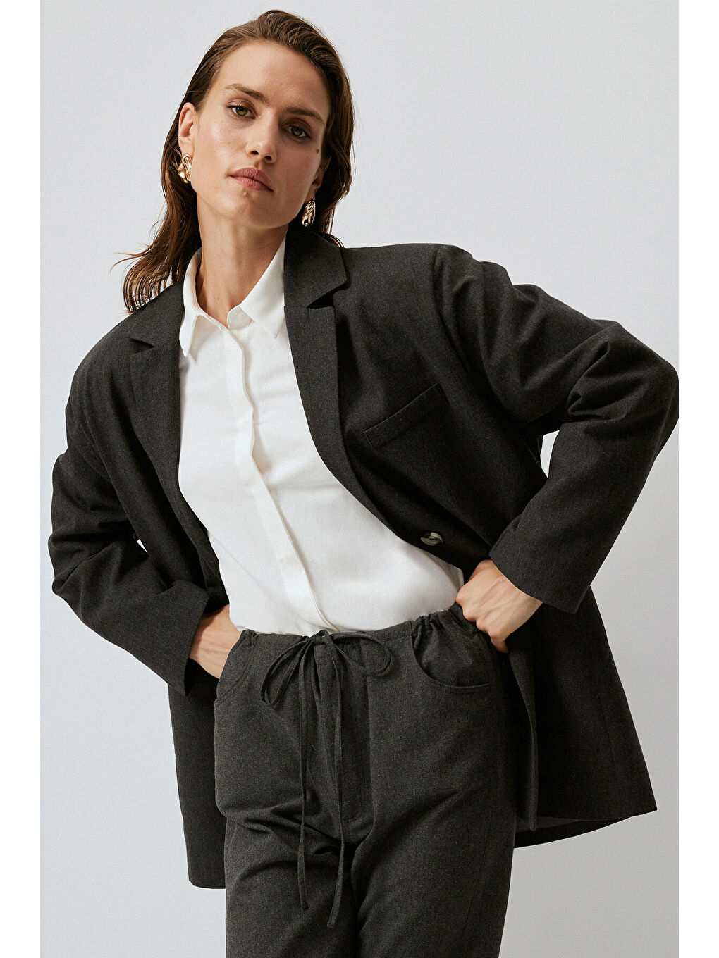 Antrasit Blazer Ceket