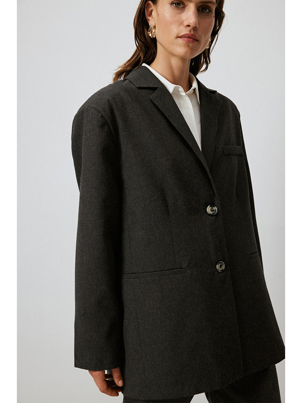 Antrasit Blazer Ceket-4