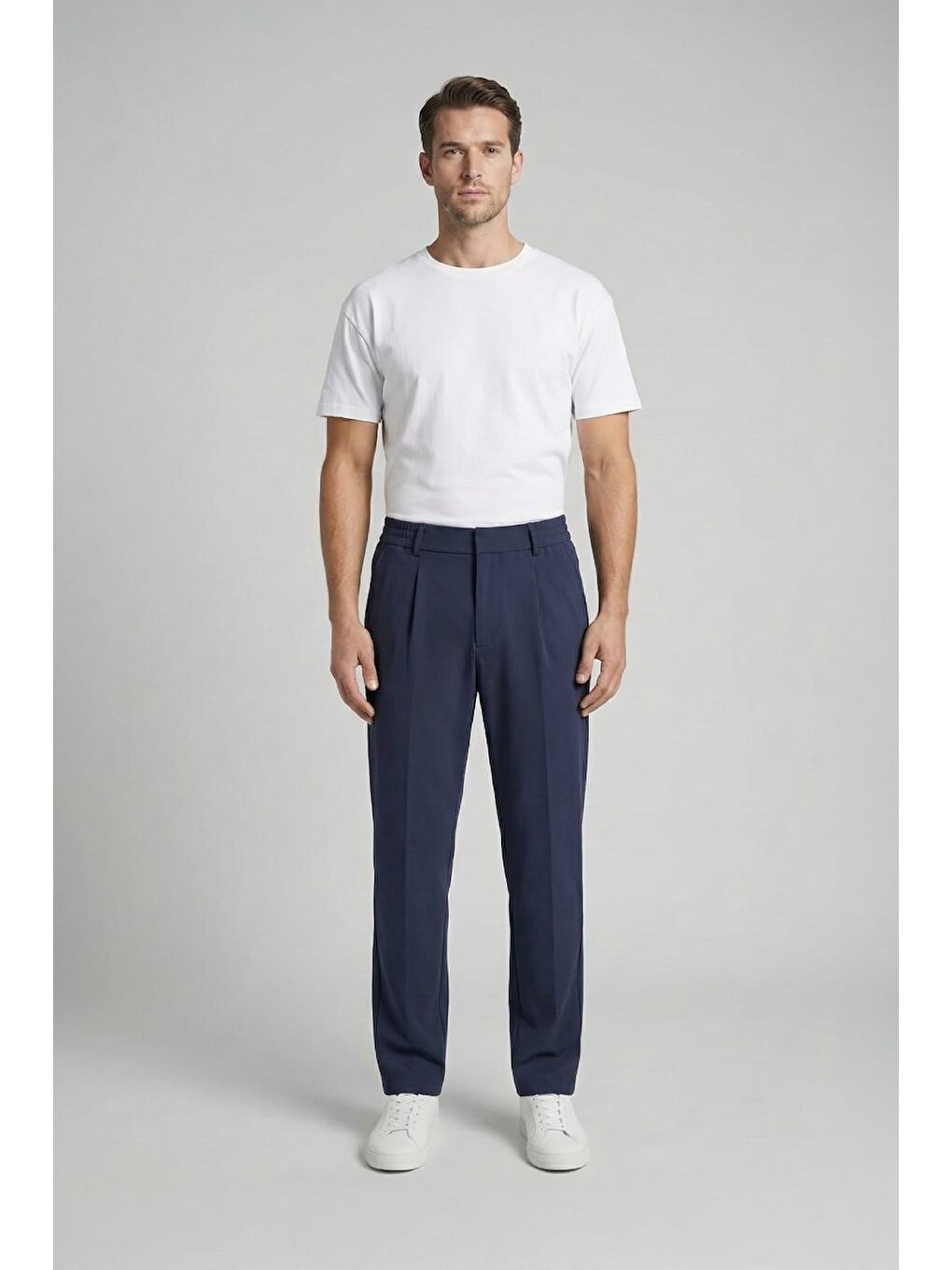 Giotelli Lacivert Dokuma Kumaş Normal Bel Standart Boy Erkek Pantolon-1