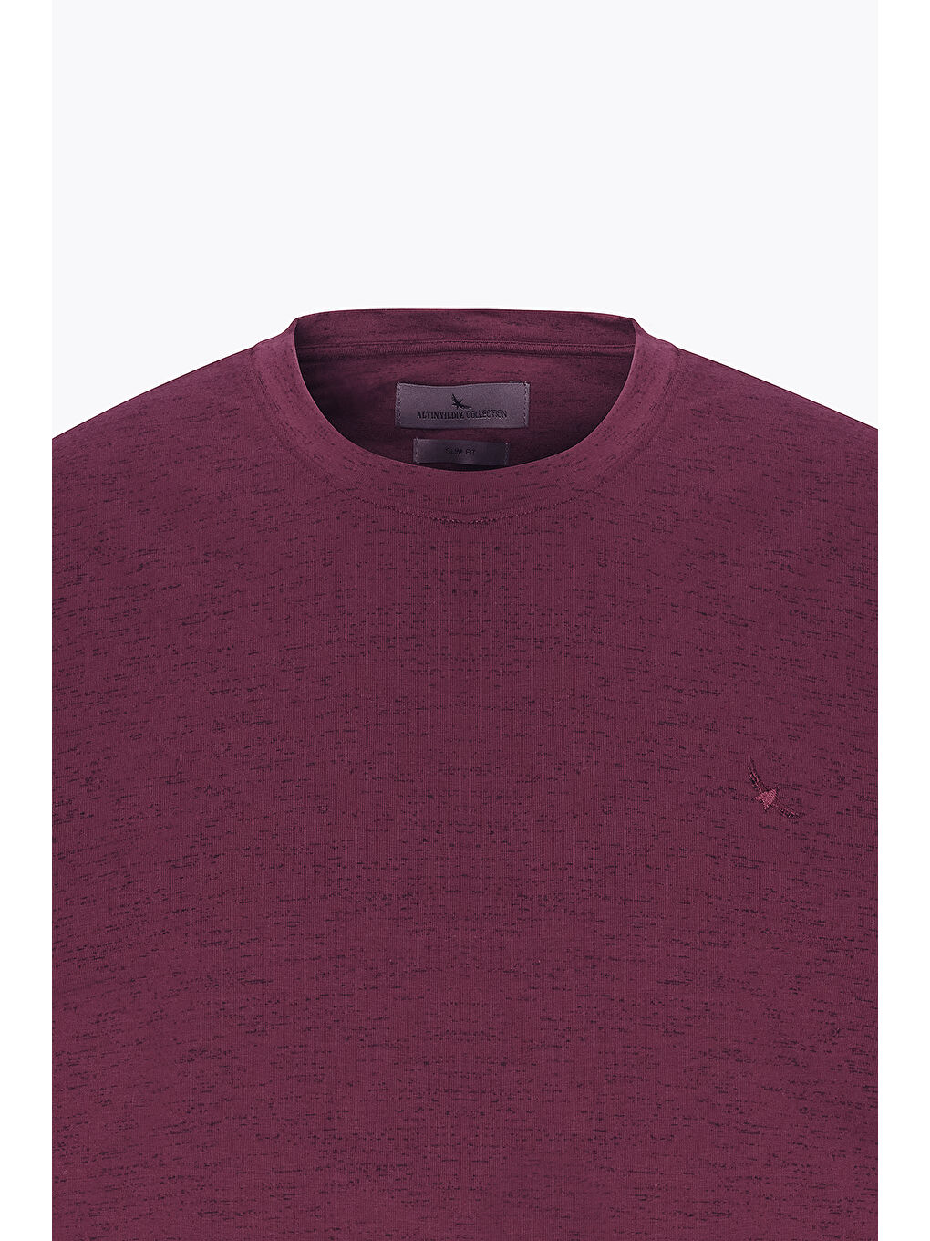 Erkek Bordo Slim Fit Dar Kesim Bisiklet Yaka Pamuklu Kısa Kollu Tişört-6