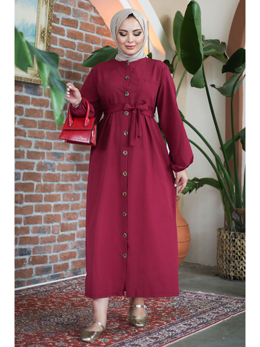 Elbise Bordo - 27289-1