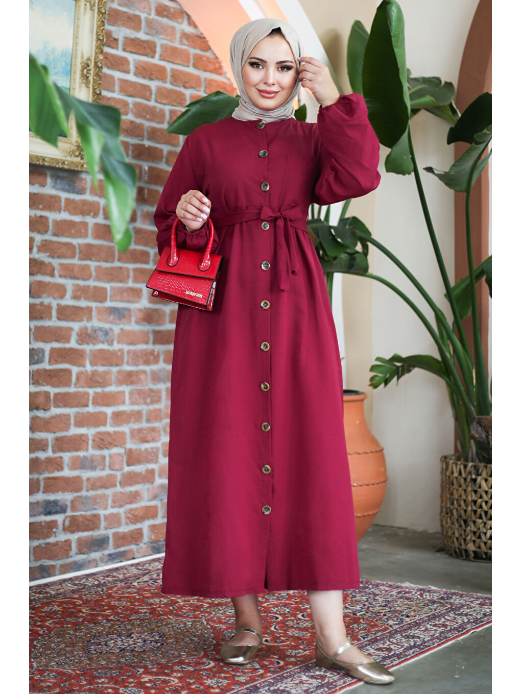 Elbise Bordo - 27289-2