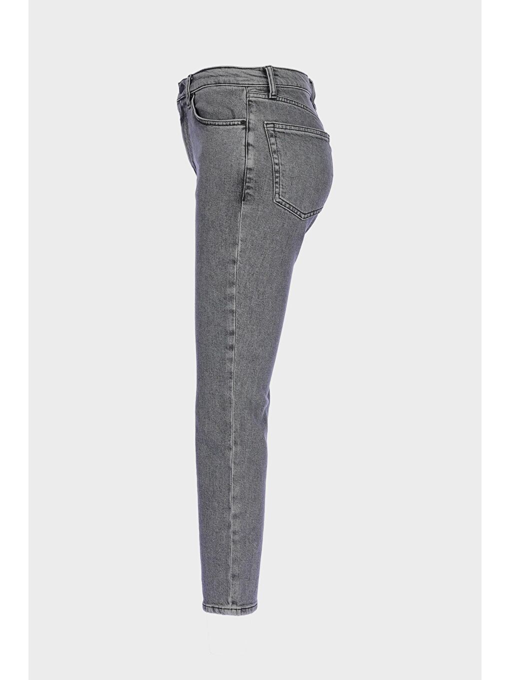 CROSS JEANS Gri Ariana Gri Yüksek Bel Patı Fermuarlı Mom Jean Pantolon C 4525-179 - 3