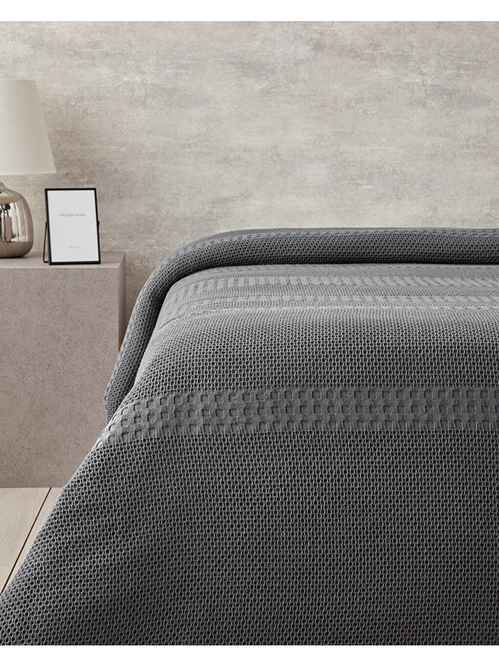 Almina Pamuklu Çift Kişilik Pike Antrasit-1