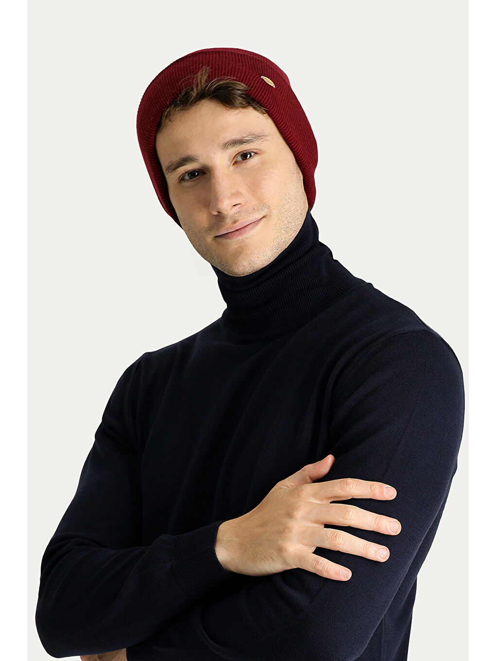 Lacivert Balıkçı Yaka Regular Fit Pamuklu Triko Büyük Beden Kazak-1