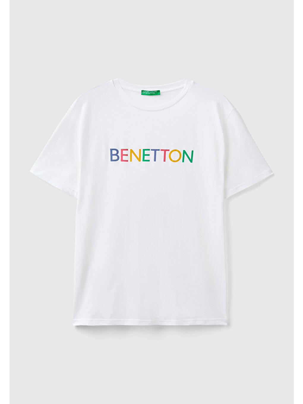 United Colors Of Benetton Beyaz Erkek Beyaz %100 Pamuk Baskılı Kısa Kollu Yuvarlak Yaka T-Shirt - 1