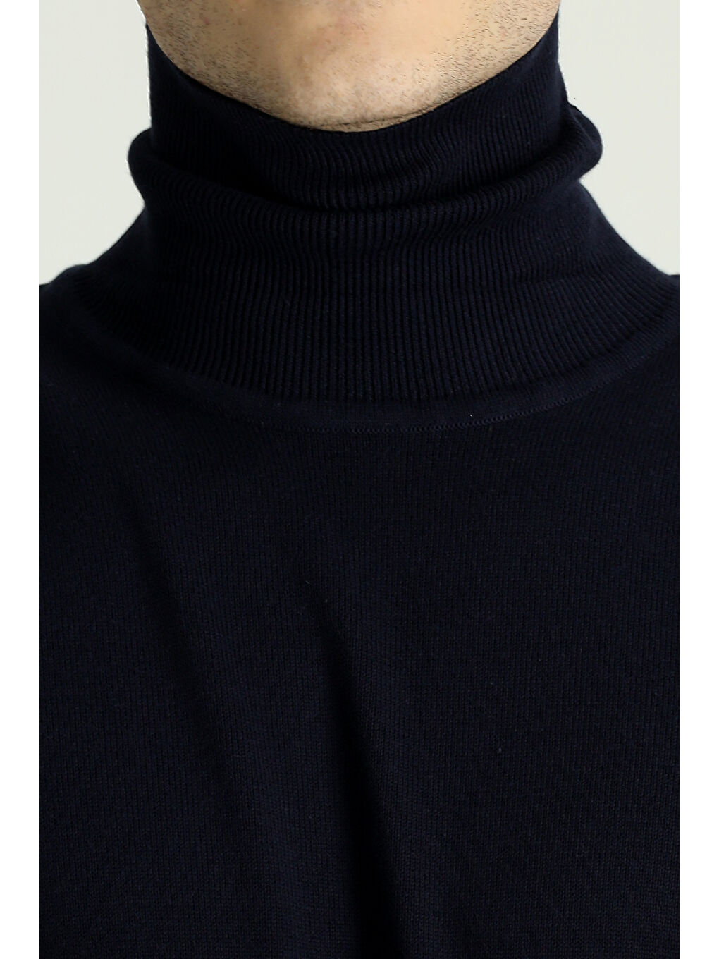 Lacivert Balıkçı Yaka Regular Fit Pamuklu Triko Büyük Beden Kazak-5