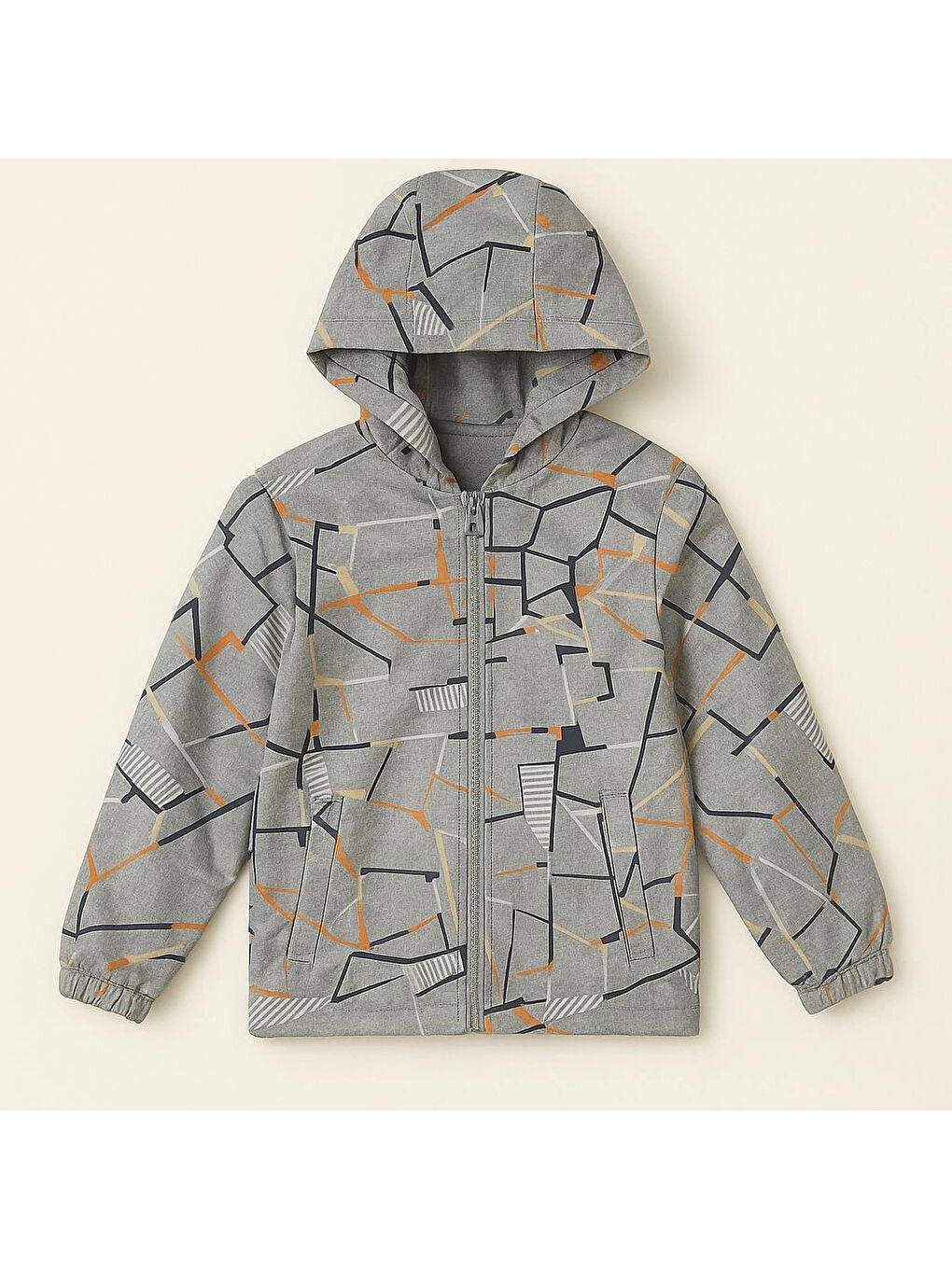 Gri Geometrik Desen Erkek Çocuk Yağmurluk 2958