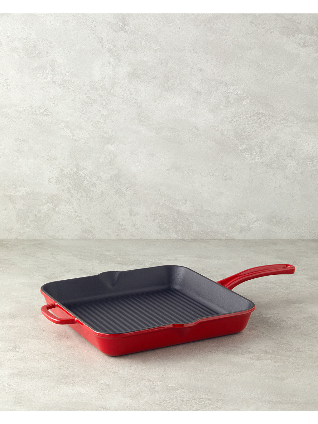 Demir Döküm Kare Grill Tava 30 cm Kırmızı