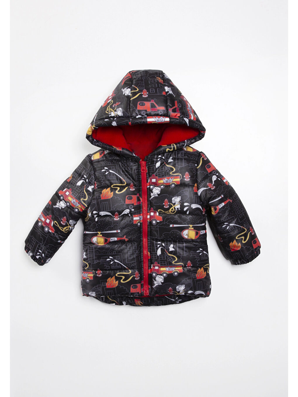 Siyah İtfaiye Desenli Erkek Bebek Mont 22325