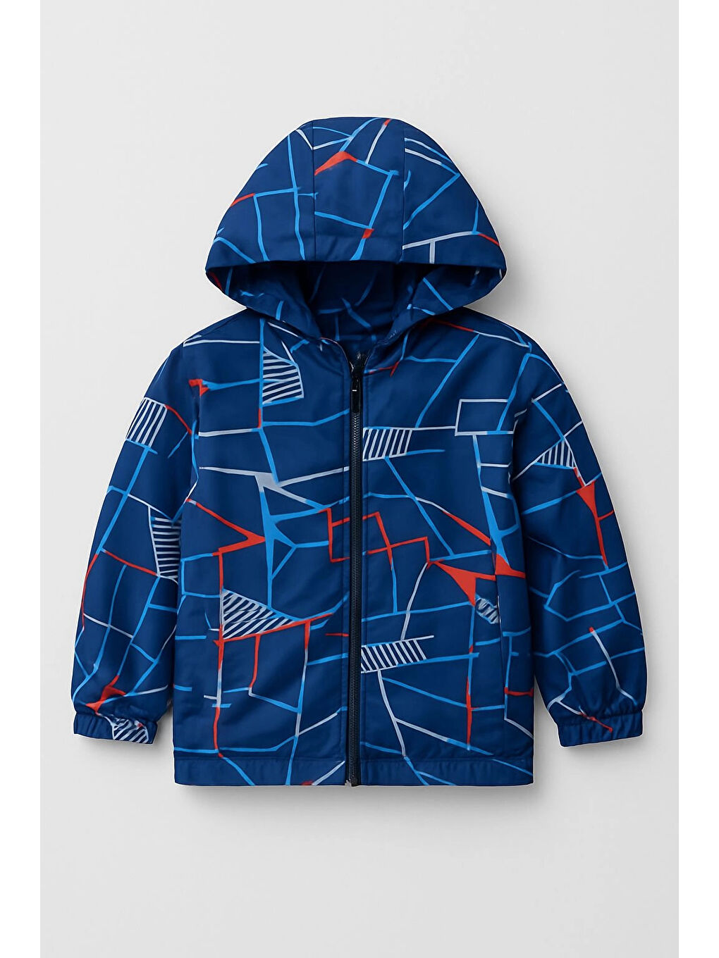Lacivert Geometrik Desen Erkek Çocuk Yağmurluk 2903-1