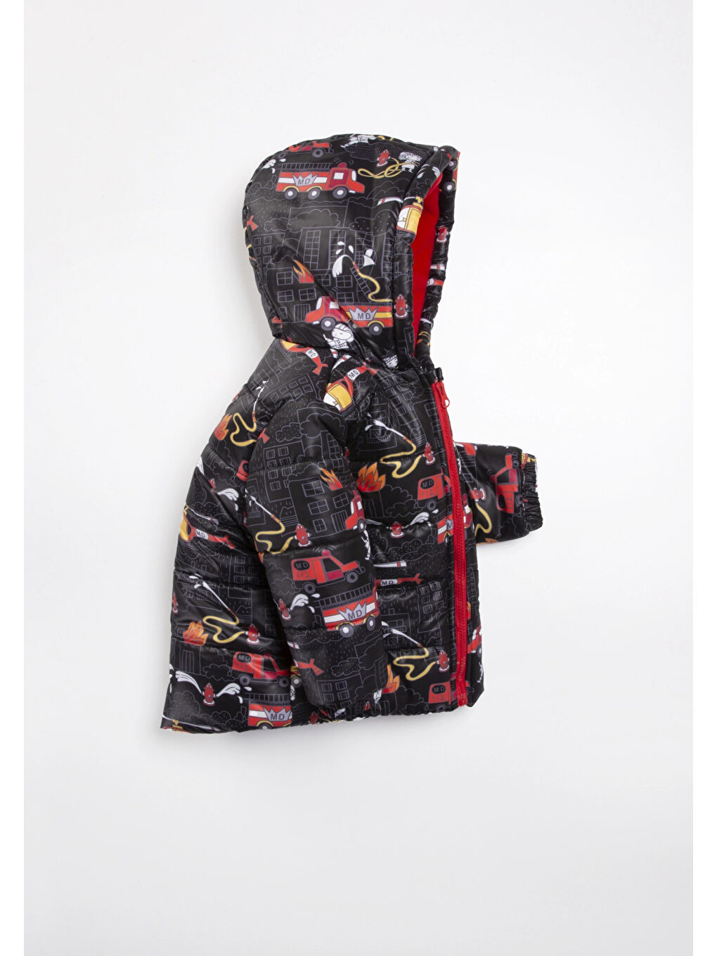 Siyah İtfaiye Desenli Erkek Bebek Mont 22325-1