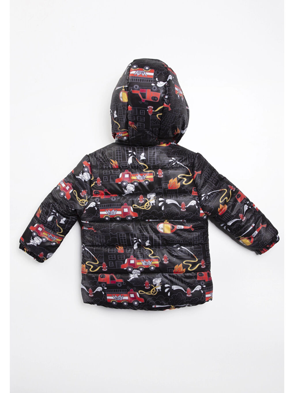 Siyah İtfaiye Desenli Erkek Bebek Mont 22325-3