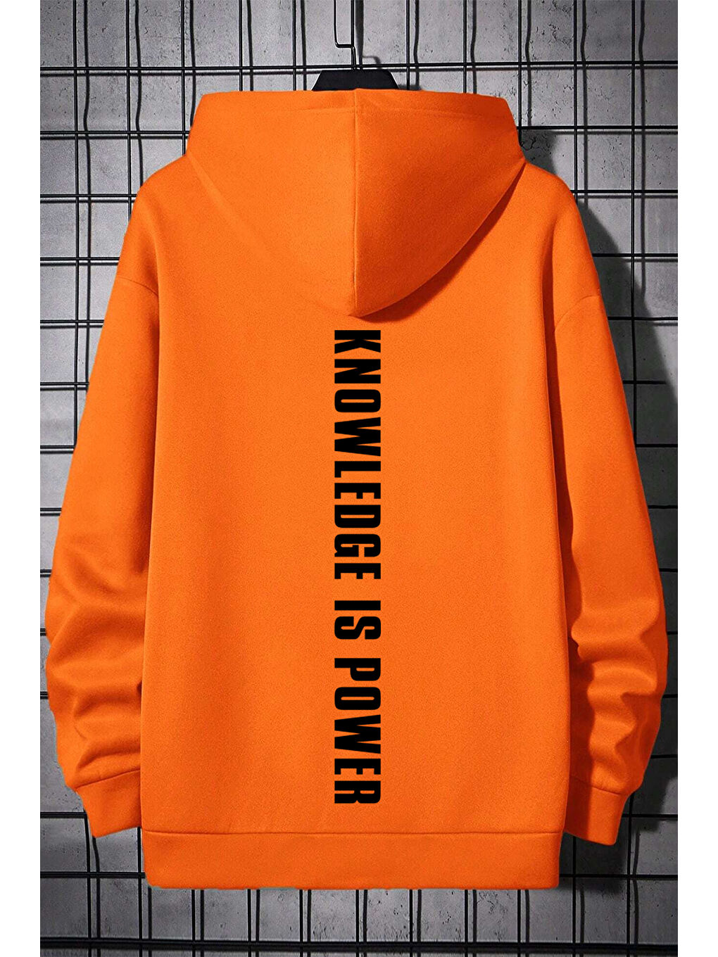 uyguntarz Turuncu Knowledge is Power Baskılı Oversize Sweatshirt - 1