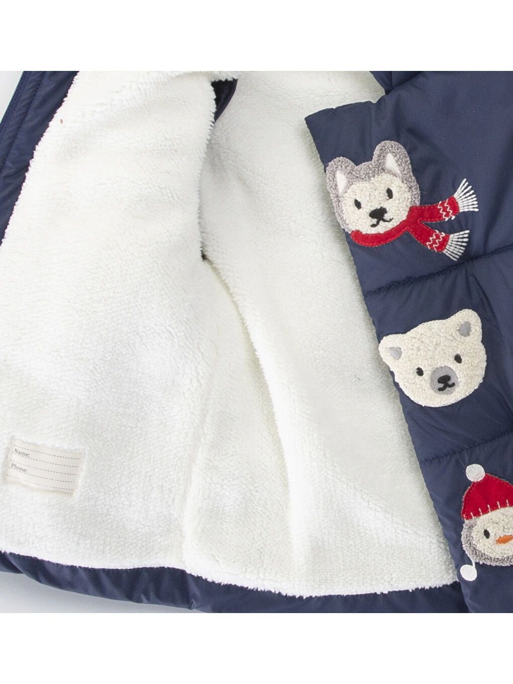 Lacivert Hayvanlar İşlemeli Erkek Mont 51420-2