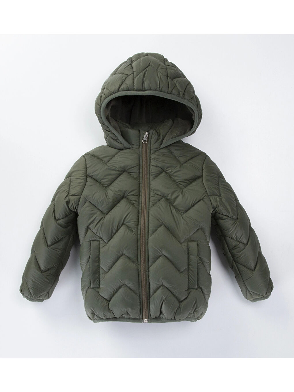 Haki Desenli Kapüşonlu Erkek Çocuk Mont 51328