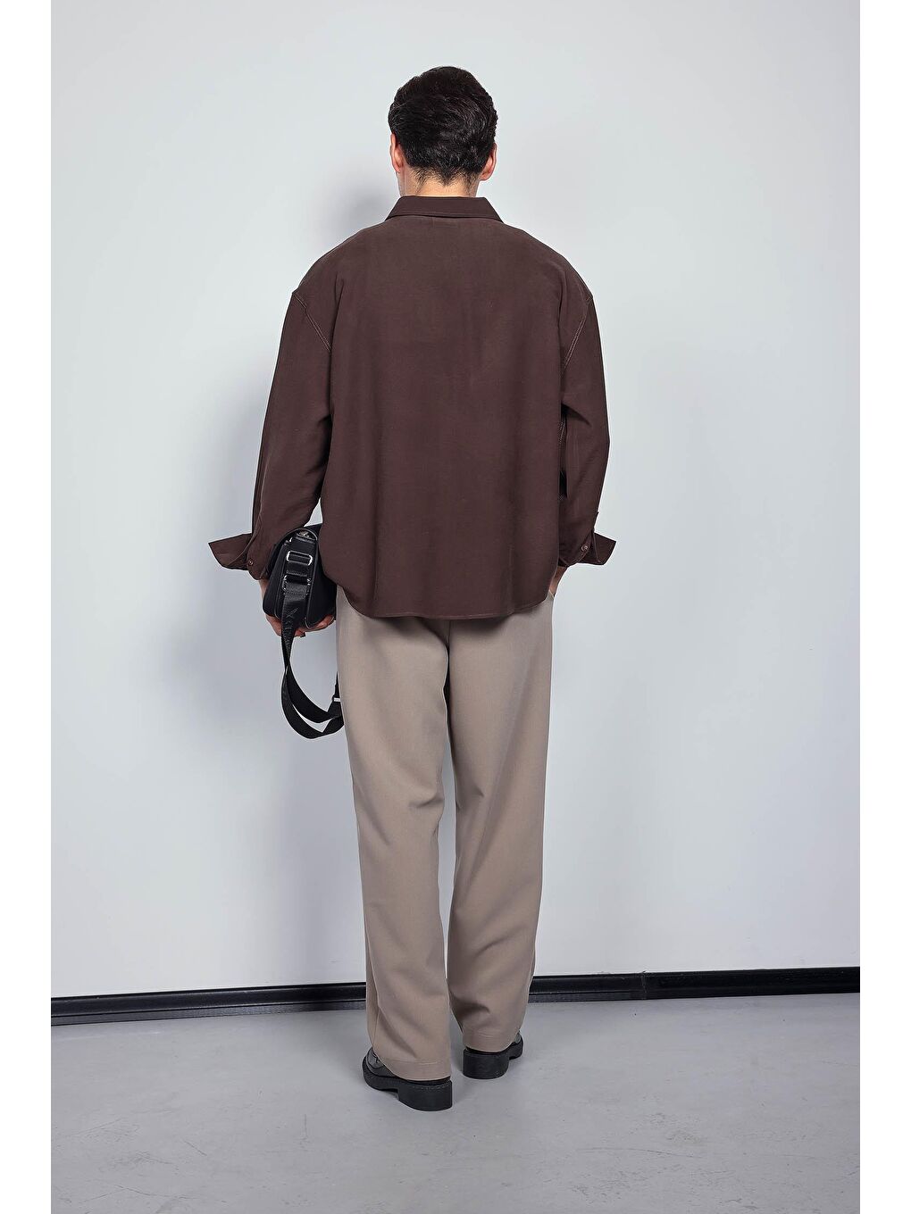 Erkek Baggy Fit Kumaş Pantolon Bej-6