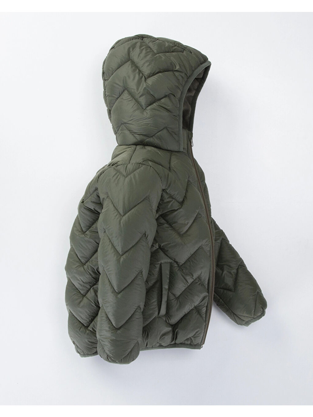 Haki Desenli Kapüşonlu Erkek Çocuk Mont 51328-2