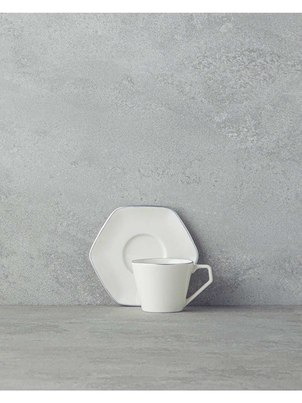 Gri Marlin Bone Porselen Kahve Fincan Takımı 12 Parça 6 Kişilik Silver-1