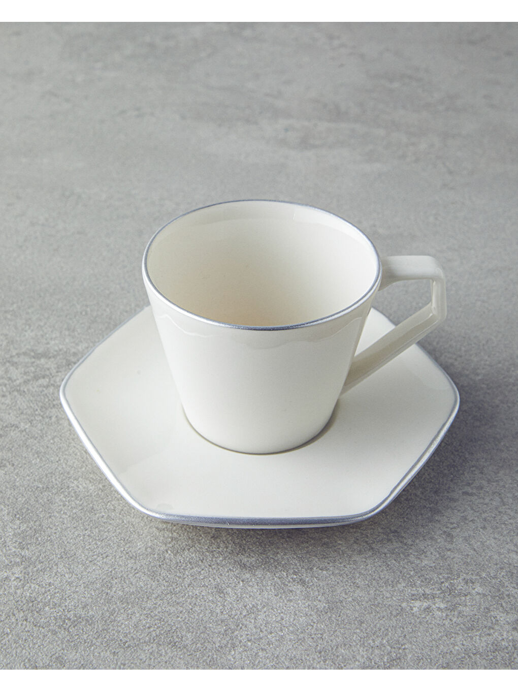Gri Marlin Bone Porselen Kahve Fincan Takımı 12 Parça 6 Kişilik Silver-2